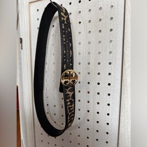 Tory Burch Black and Gold Patterned Belt